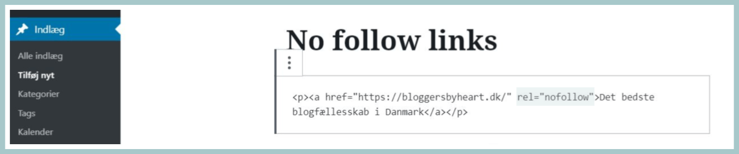 Follow til no follow kode wordpress html