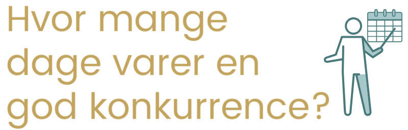 Selvstændig person står ved siden af kalender med teksten: hvor mange dage er en god konkurrence?